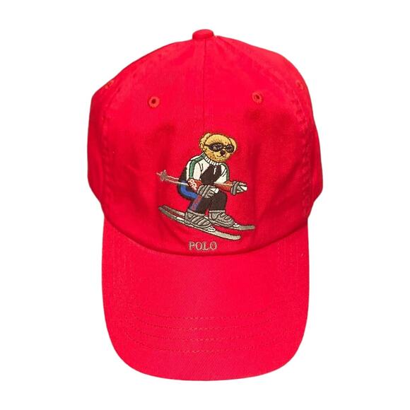 NWT Polo Ralph Lauren Men’s Polo Bear Chino Ball Cap Red One Size - Picture 1 of 2